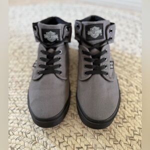 Harley-Davidson Men’s Wrenford Gray and Black Canvas High-Top Sneakers